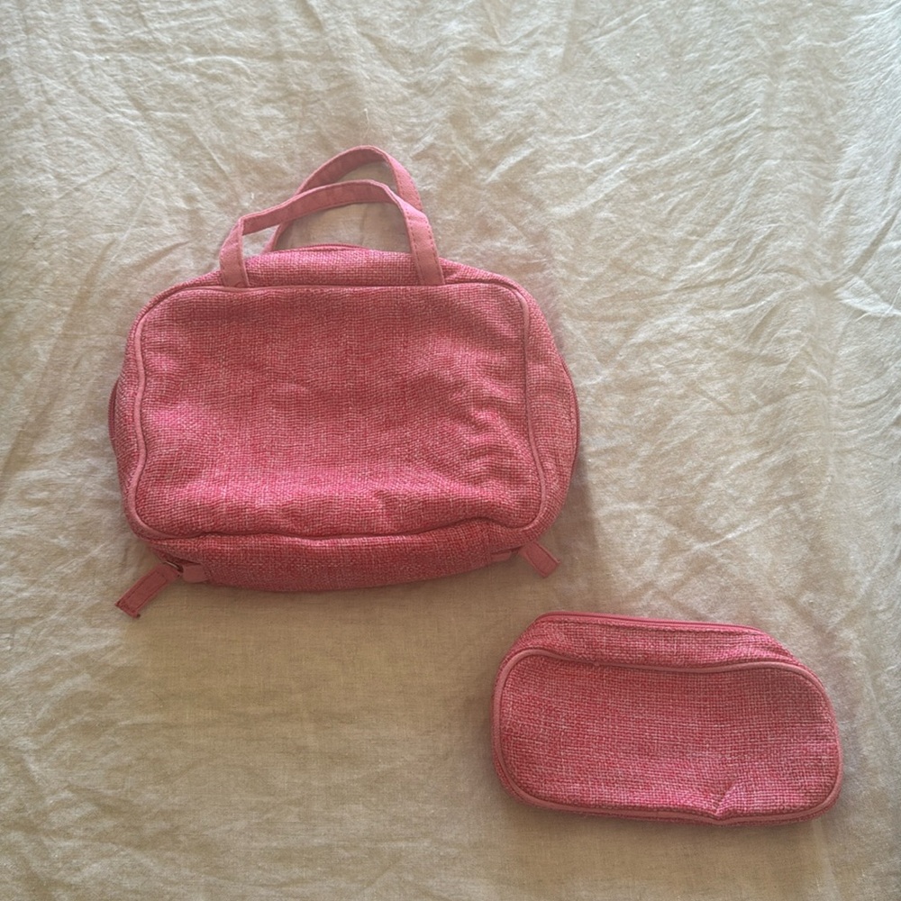 Bundle of 3 matching travel bags, pink floral design